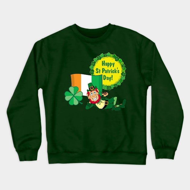 Saint Patricks Day Leprechaun T Shirt for proud Irish Shamrock Crewneck Sweatshirt by gdimido